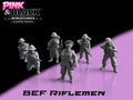 WWII British Riflemen & Officer