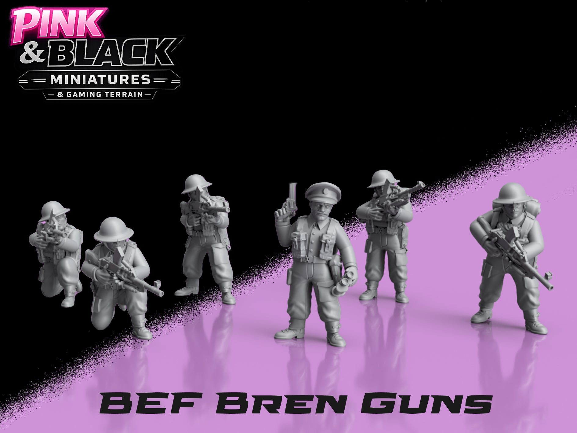 WWII British Bren Gun Squad & Officer